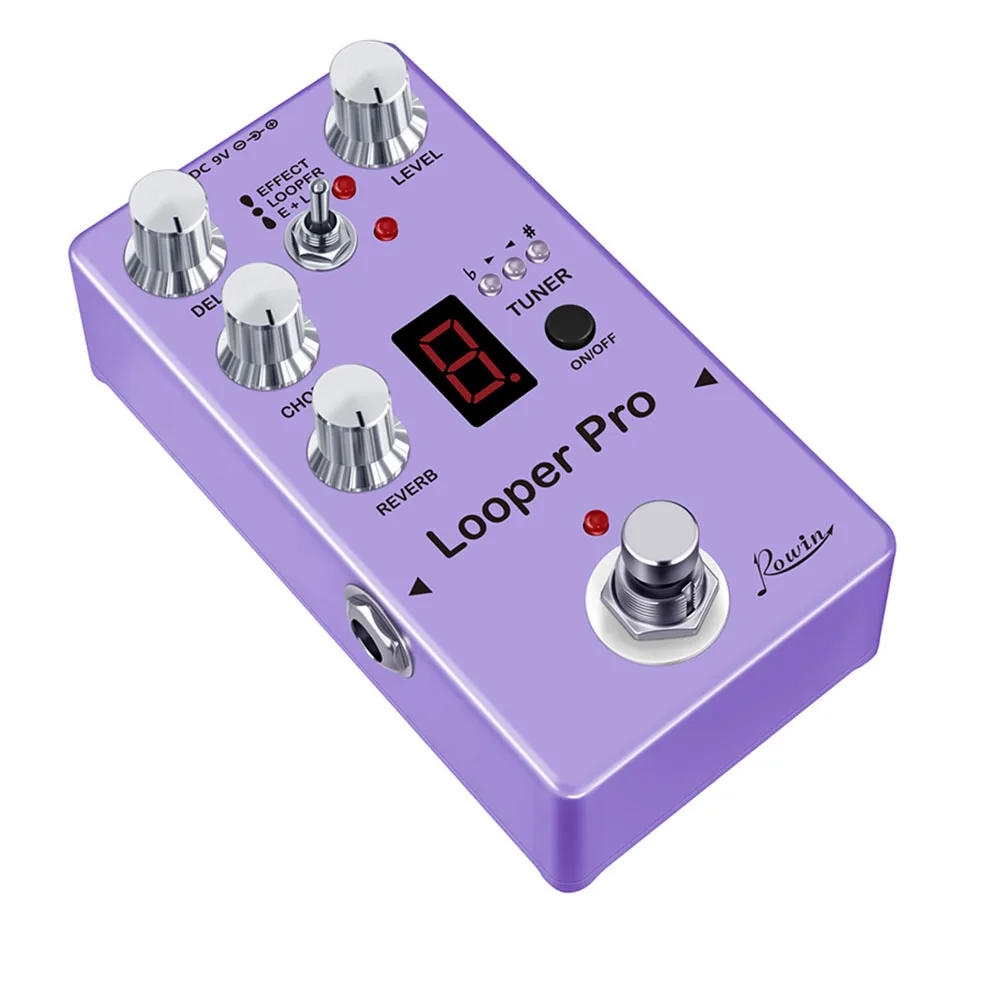 Педаль ROWIN Looper Pro для гитары 40s, реверберация, задержка хора, тюнер, портативная и легкая