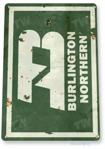 q1,BURLINGTON NORTHERN TIN SIGN АВТО АВТОМОБИЛЬНАЯ МЕХАНИЧЕСКАЯ РЕКВЕРТИЗАЦИЯ RAILROAD-Алюминий