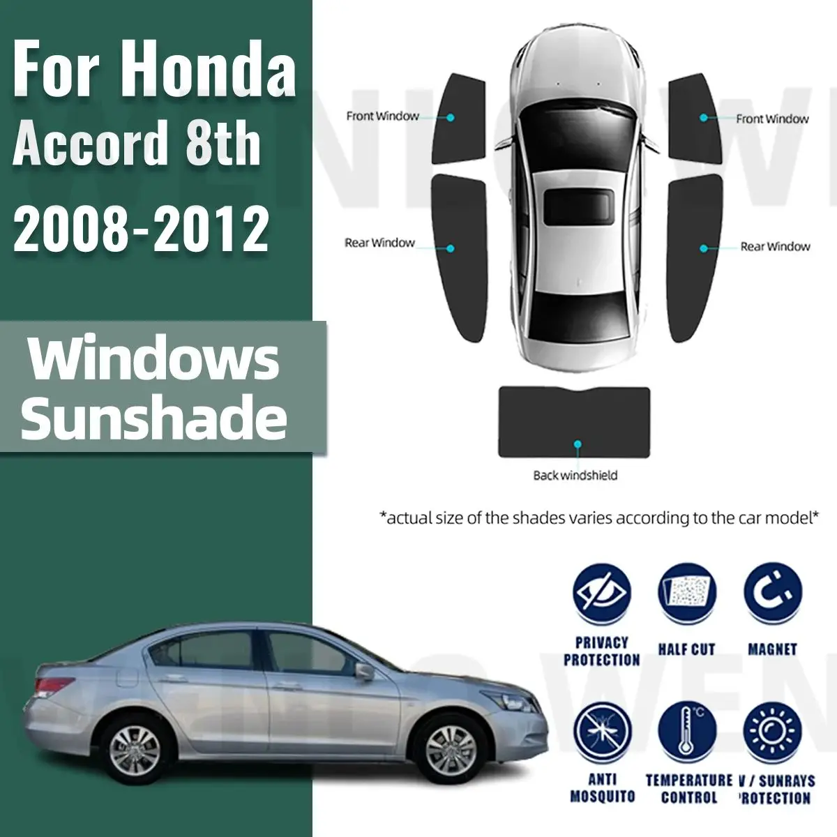 Для Honda Accord Sedan 2008-2012 Магнитный автомобильный солнцезащитный козырек, передняя занавеска на лобовое стекло, задняя боковая детская оконная солнцезащитная козырек