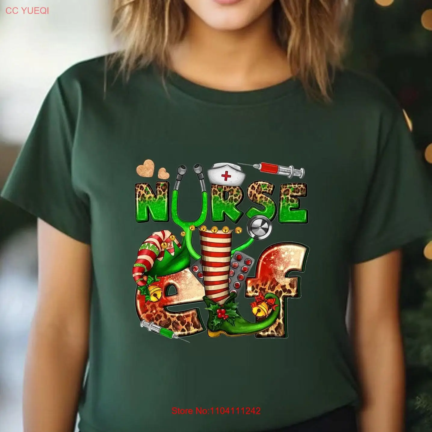 Christmas Nurse Elf T Shirt Holiday New Year Rn long or short sleeves
