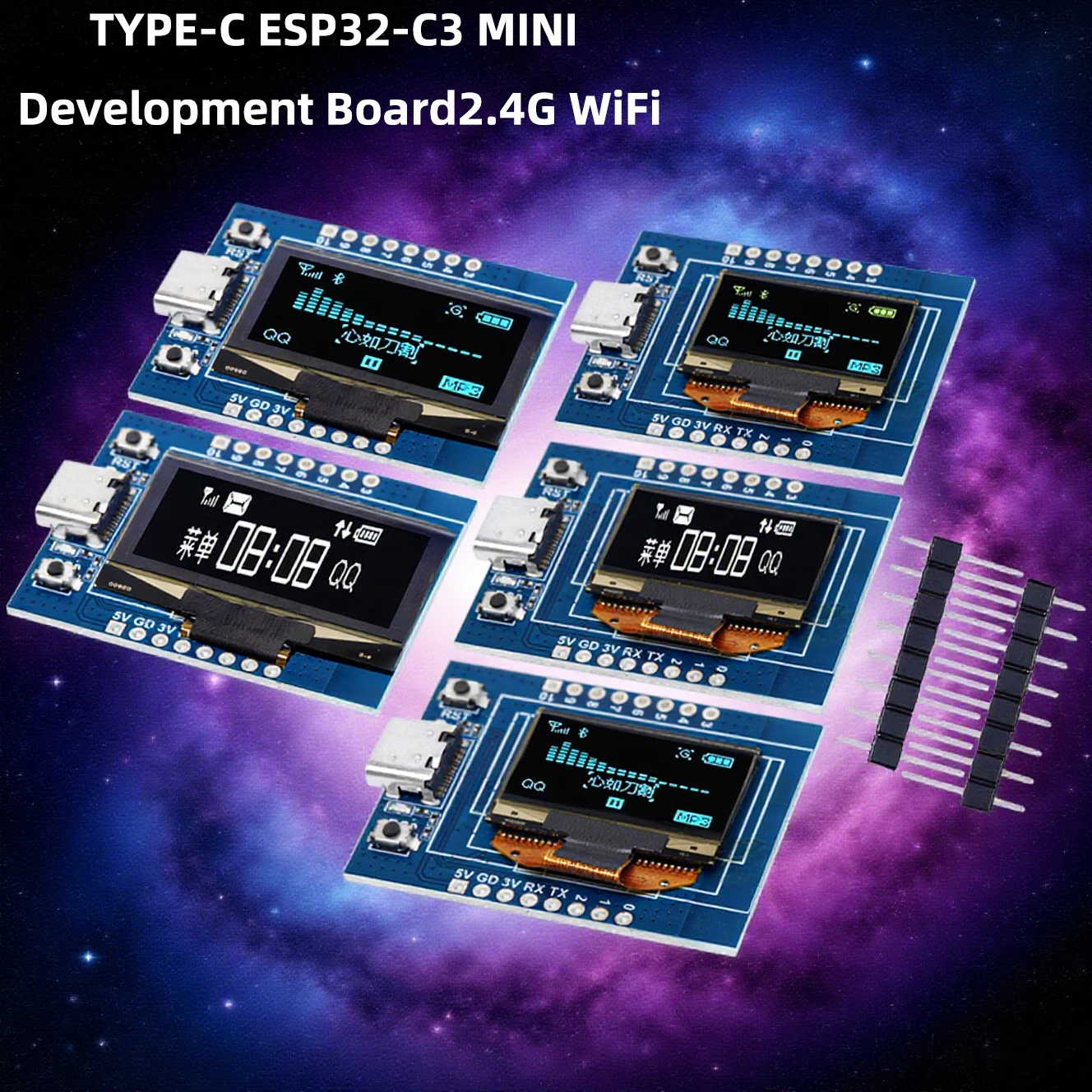 Макетная плата type-c ESP32-C3 MINI2.4G WiFi + BT4.0 с OLED 0,96/1,3 дюйма — флэш-память 4 МБ, керамическая антенна