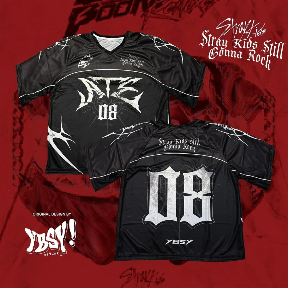 YBSY! Футболка STRAYKIDS JERSEY 2025 года, мужская горячая распродажа, новые летние женские топы с короткими рукавами, рубашки для детей