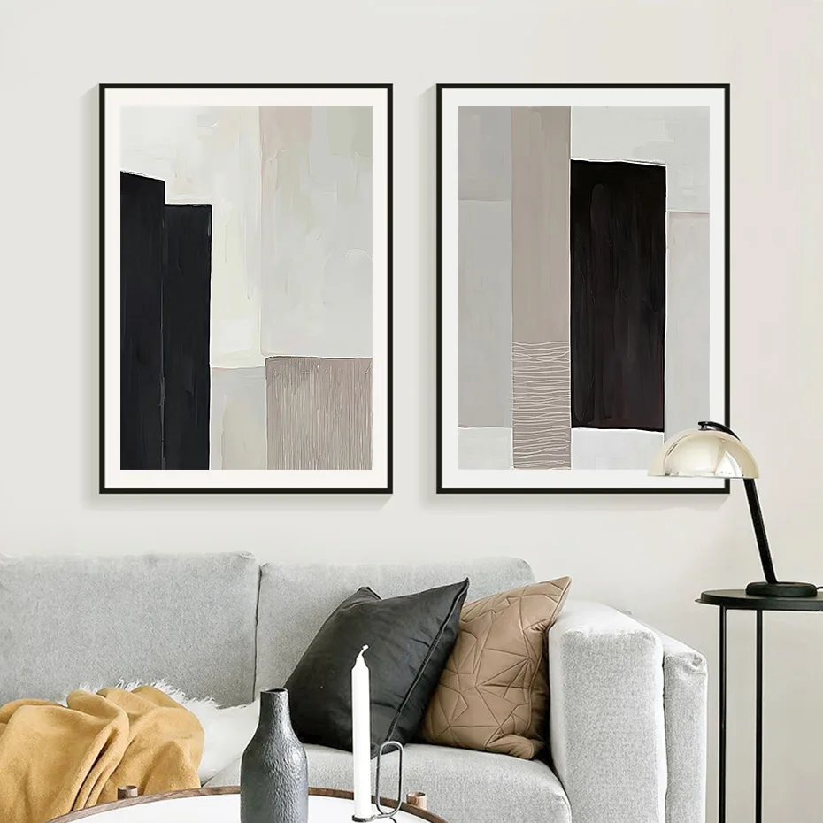Фото Minyak Hitam dan Krem absak Kontemporer Kanvas Poster постер №4