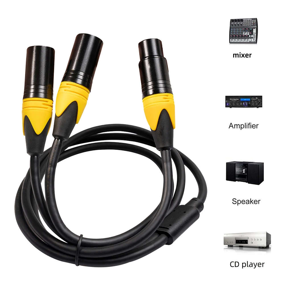 Фото Сплиттер XLR, 3 контакта, гнездо XLR, двойной штекер XLR, Y-разветвитель, сбалансированный микрофонный кабель, 3 фута, 100 см, инструменты, магнитный ... №5