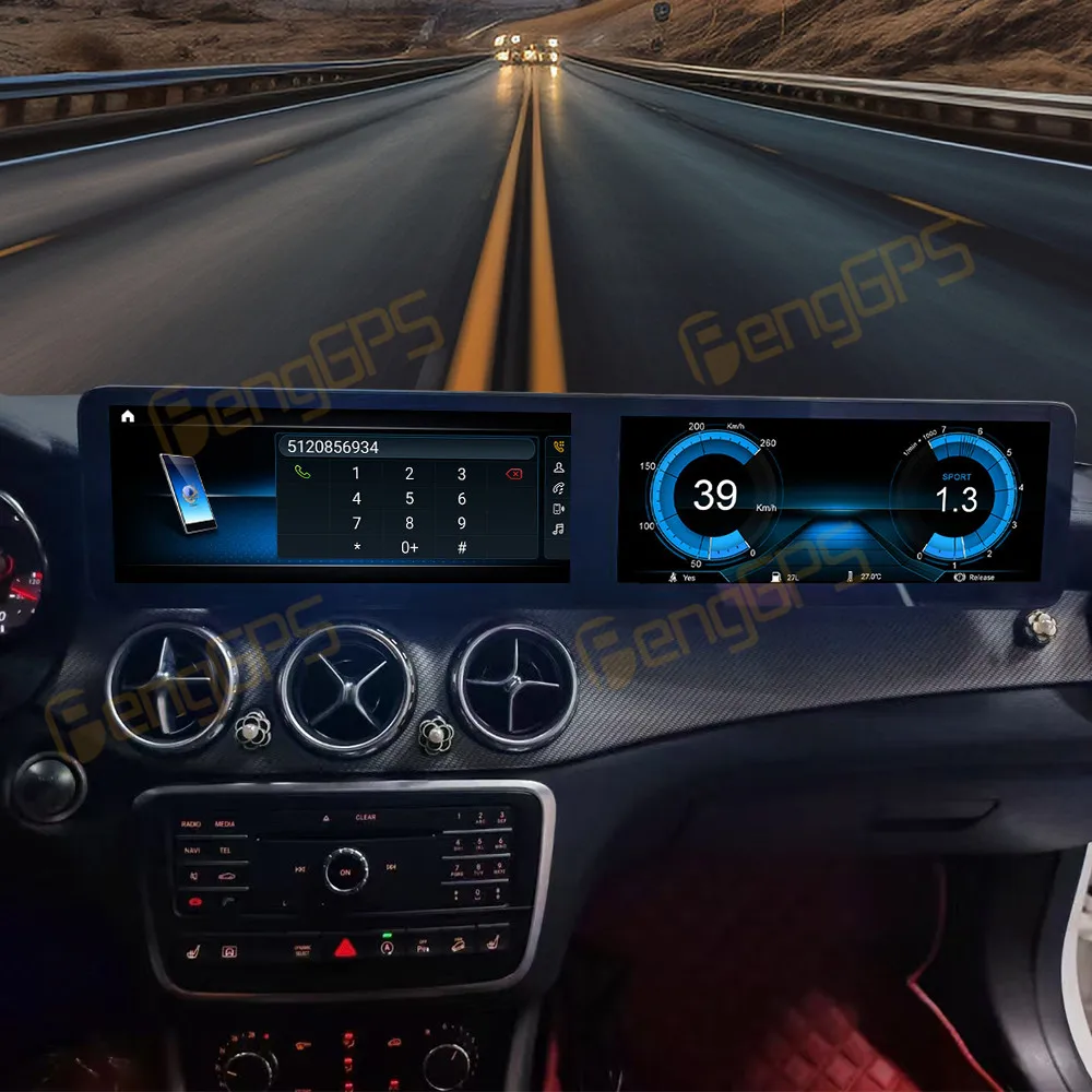 Фото Для Mercedes-Benz GLA/A-Class/CLA NTG 4,5/5,0 2013-2018 12,3-дюймовый автомобильный радиоприемник с двумя экранами, GPS-навигация, мультимедийный видеоплеер №4