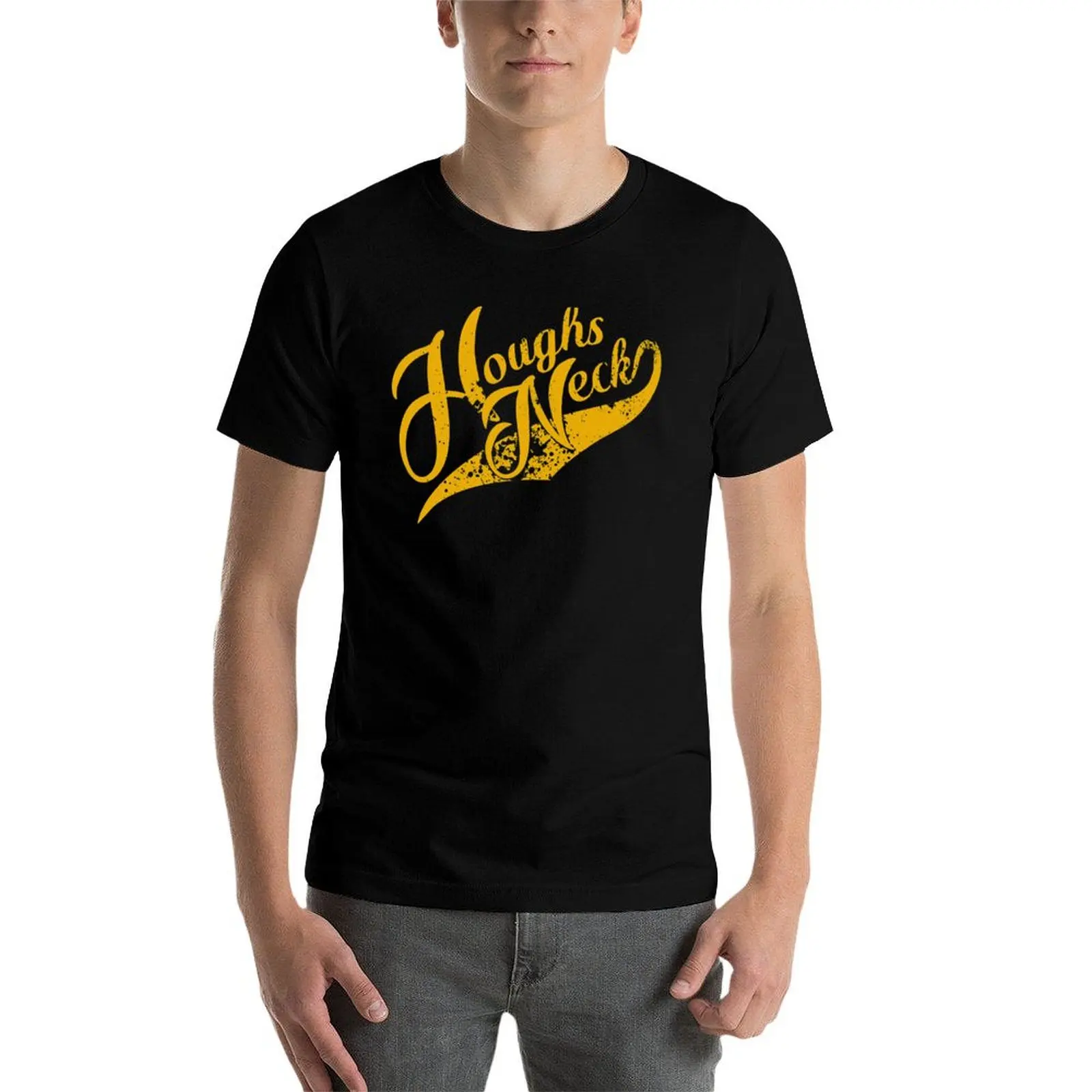 Фото Футболка Houghs Neck Script, баскетбольные футболки с рисунком, милые топы, мужская мода №4