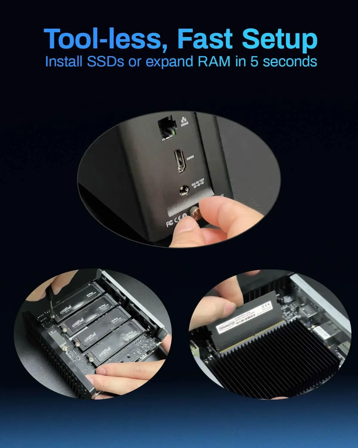 TERRAMASTER F4 SSD 4-полосный накопитель NAS Все SSD NAS-сервер N95 Четырехъядерный процессор 8 ГБ оперативной памяти DDR5 Порт 5 ГБE Сетевое хранилище (art.: 3920d1e80b4fe) - 3920d1e80b4fe