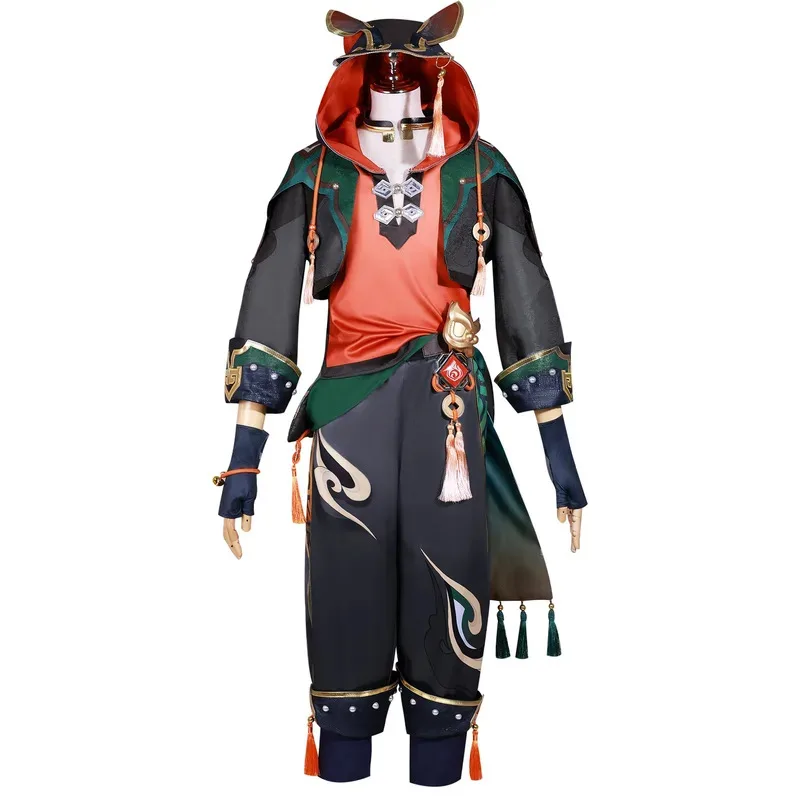 Фото Игровой костюм для косплея Genshin Impact Ga Ming, полный комплект, наряд для косплея Liyue Lion Boy Jiaming Jia Ming, комплект, парик, обувь, реквизит №2