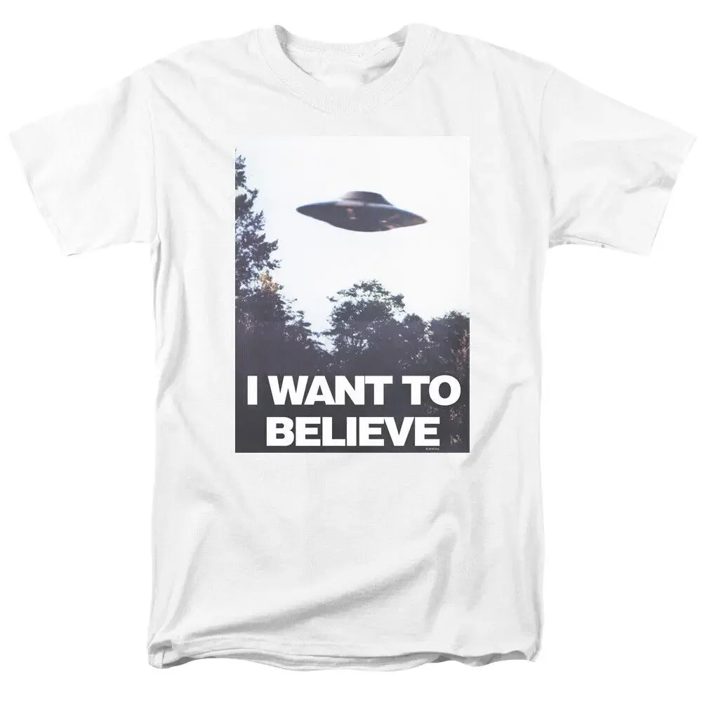Футболка с плакатом The X Files Believe, мужская лицензированная ТВ-шоу, чужой НЛО, ретро, белая
