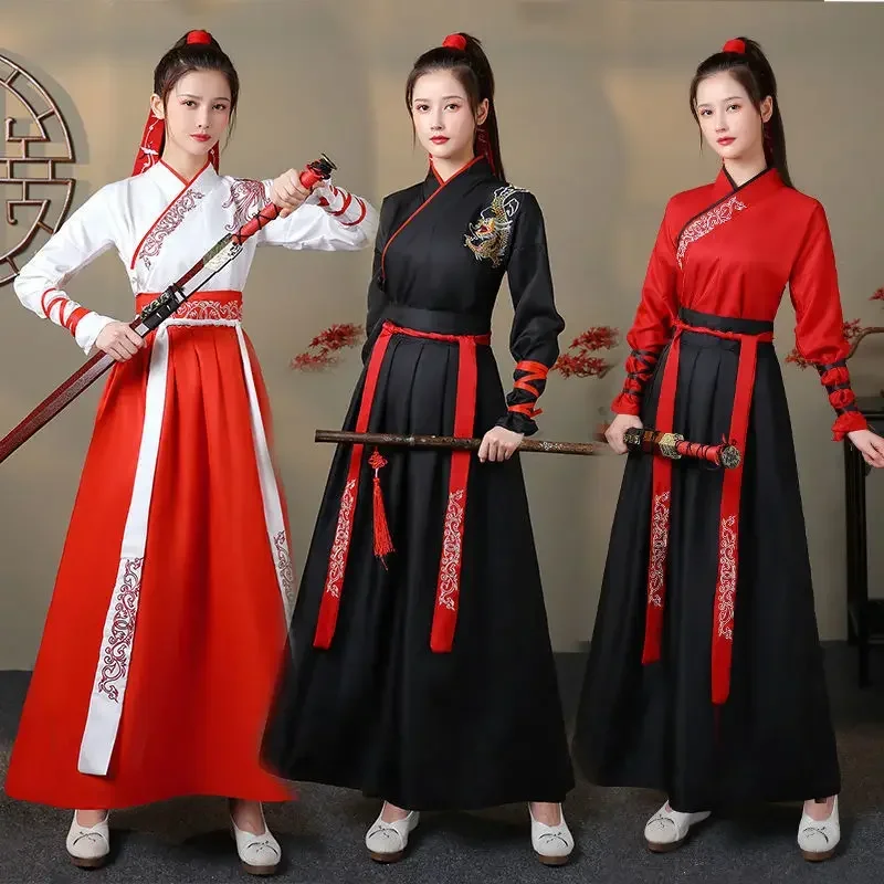 Современный женский топ Hanfu, юбка, комплект из 2 предметов, мужской винтажный модный костюм для косплея, традиционная китайская одежда, костюм в рыцарском стиле