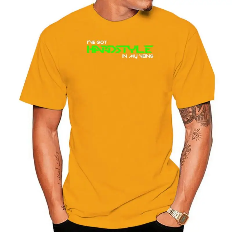 HARDSTYLE IN MY VEINS PRINTED MENS RAVE T SHIRT NEON PRINT HARD DANCE MUSIC TEE2024 Fashion slim T-shirts T Shirt Men's Tees