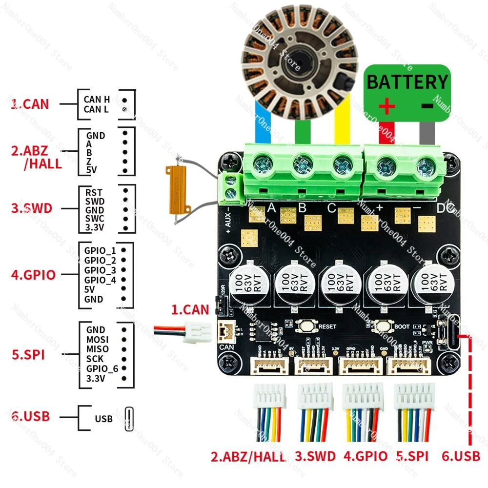 Высокоточный одиночный интегрированный энкодер Makerbase ODrive AS5047P на базе ODrive3.6 (art.: 3920d0098abcf) - 3920d0098abcf