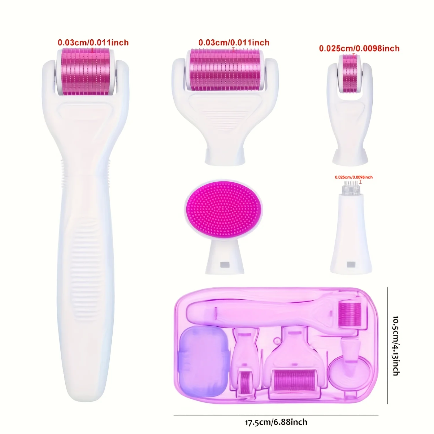 Фото Комплект Derma Roller 6 в 1 для лица и тела — микроигольный Dermaroller 0,25 мм и 0,3 мм с 5 сменными головками, футляром и дезинфекцией №4