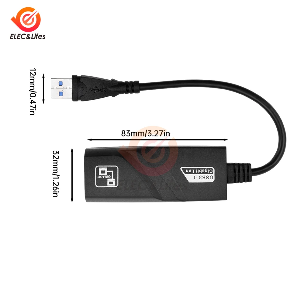 Фото Сетевой адаптер USB3.0 к Rj45 1000 Мбит/с RTL8153 Lan Ethernet-адаптер Сетевая карта 10/100/1000 Мбит/с для ноутбука Macbook Win10/11 №4