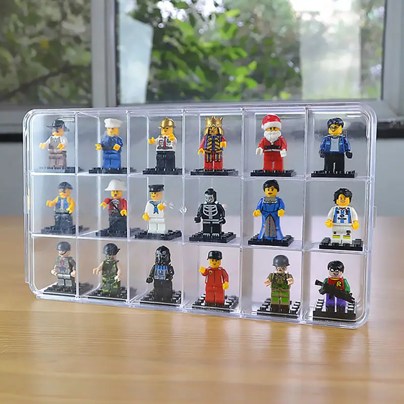 18/4 акриловая витрина для хранения фигурок Lego, прозрачная акриловая витрина для фигурок, повязка на глаза для ручного витрины, чехол