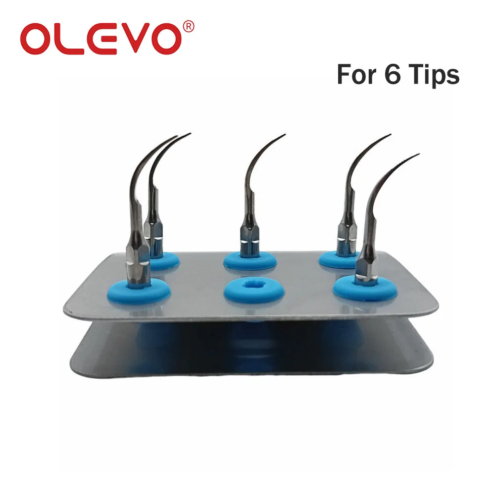 Фото OLEVO Dental 6 отверстий, ультразвуковой скалер, держатель наконечников, подставка, подходит для Φ Satelec DTE Woodpecker, подставка для дезинфекции Endo Tip №3