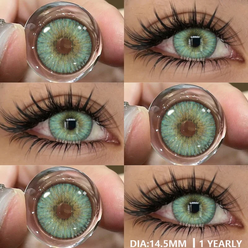 Цветные контактные линзы EYESHARE для глаз, 1 пара, серые линзы для учеников, синие линзы для глаз, коричневые линзы, ежегодные зеленые контактные косметические линзы