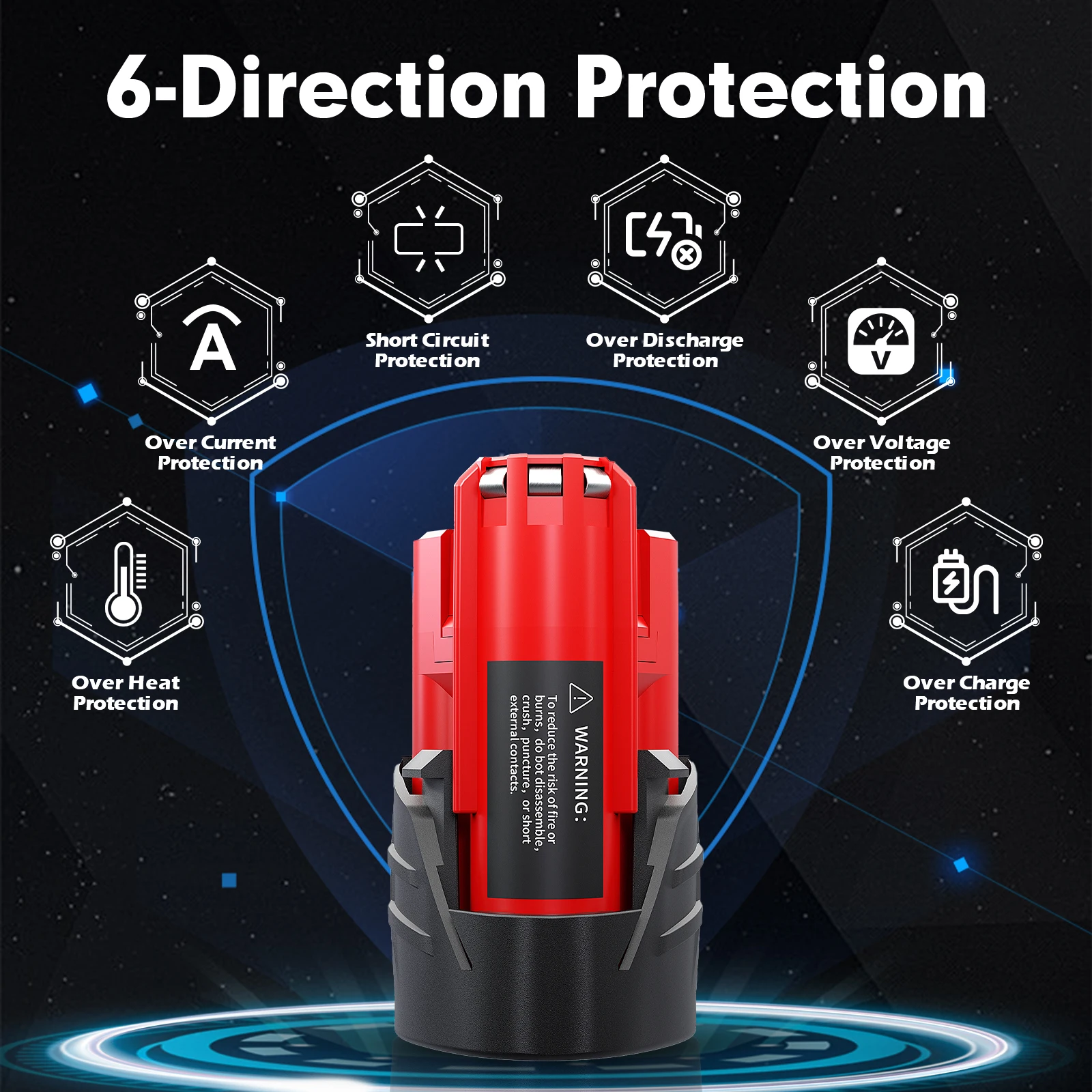 Фото Аккумулятор 3800 мАч для Milwaukee M12, аккумуляторная батарея 2402 Ач для беспроводных инструментов 12 В 48-11-2411 48-11-2401 48-11- №3
