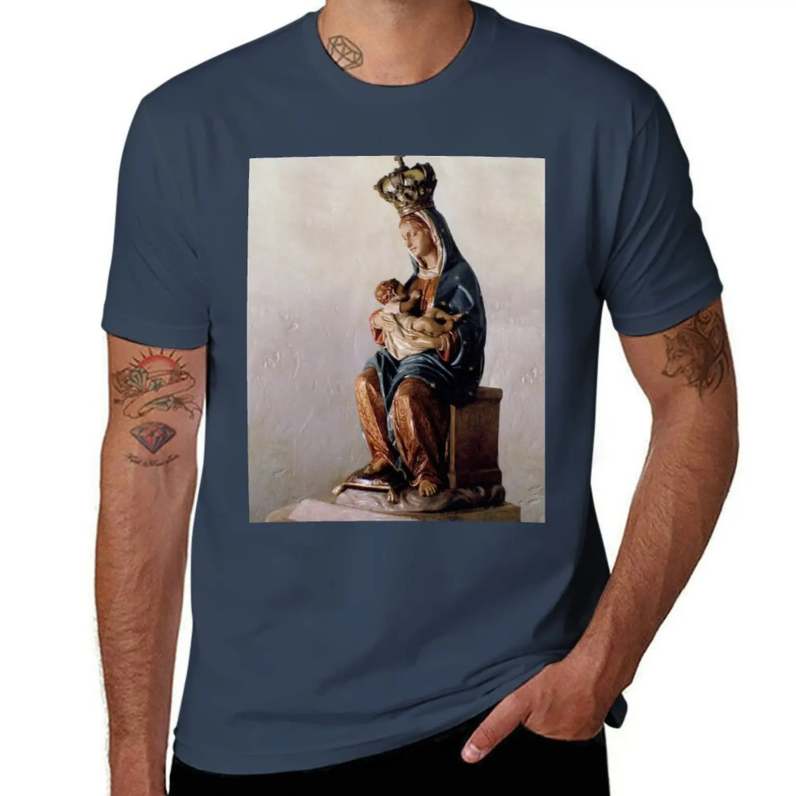 Футболка Our Lady of La Leche (передний вид), мужские футболки для мужчин, повседневная хлопковая футболка, футболка из 100% футболки с индивидуальным принтом