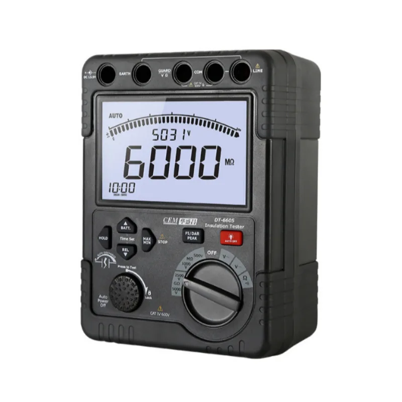 CEM DT-6605 Тестер сопротивления изоляции высокого напряжения 5000 В Абсолютное измерение батареи