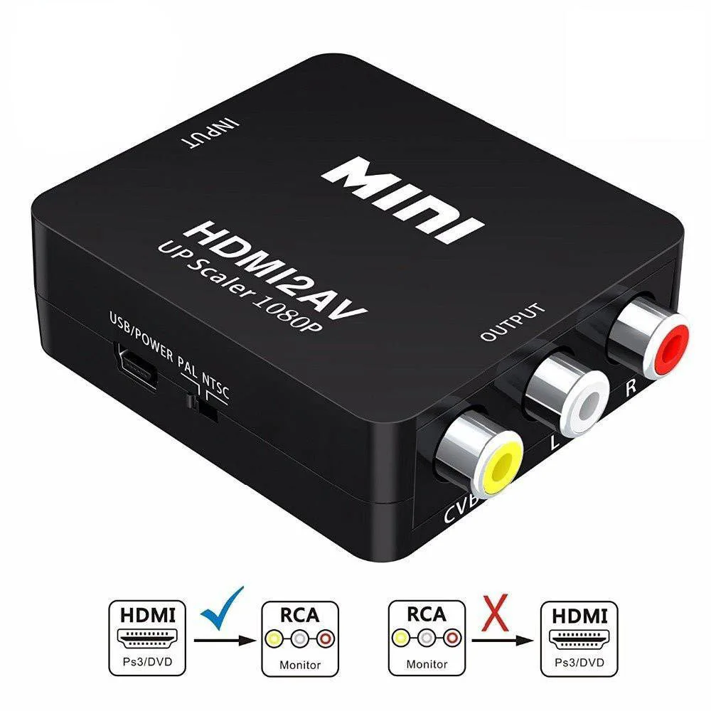 Мини-Переходник HDMI-AV RCA CVBS 1080P HDMI2AV