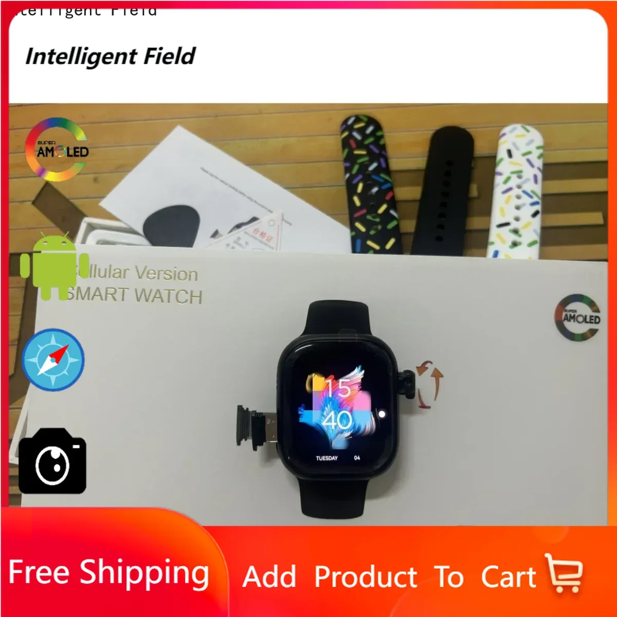 Умные часы Intelligent Field CD99 AMOLED: 16 ГБ ОЗУ/256 ГБ ПЗУ/GPS/WiFi, фитнес-трекер с ОС Android/Bluetooth/IP67 для мужчин и женщин