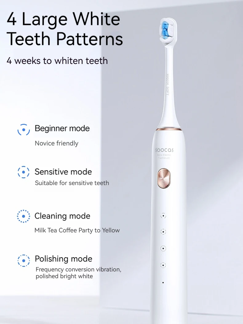 Фото SOOCAS X3S звуковая электрическая зубная щетка 180 дней с сроком службы батареи умный ультразвуковой очиститель зубных щеток для взрослых автоматический IPX8 водонепроницаемый №5