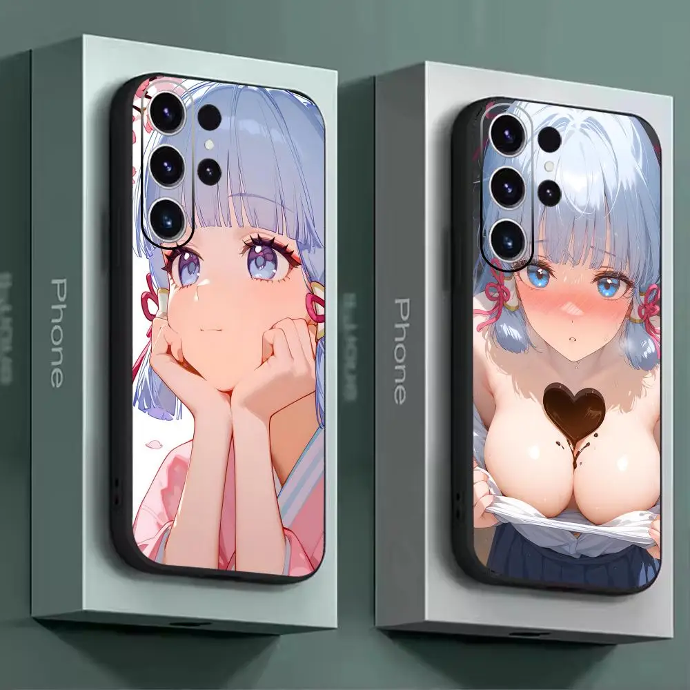 Чехол для телефона genshin Impact Kamisato Ayaka для Samsung Galaxy S25 S24 S23 S22 S21 S20 Plus Ultra Note20, мягкий черный