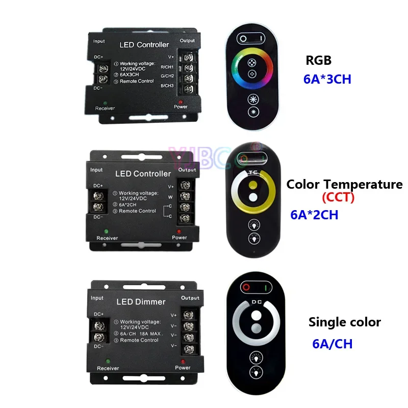 DC12V/24V одноцветный/CCT/RGB контроллер светодиодной ленты RFTouch дистанционный диммер регулировка яркости для 3528 5050 COB CCT RGB световая лента