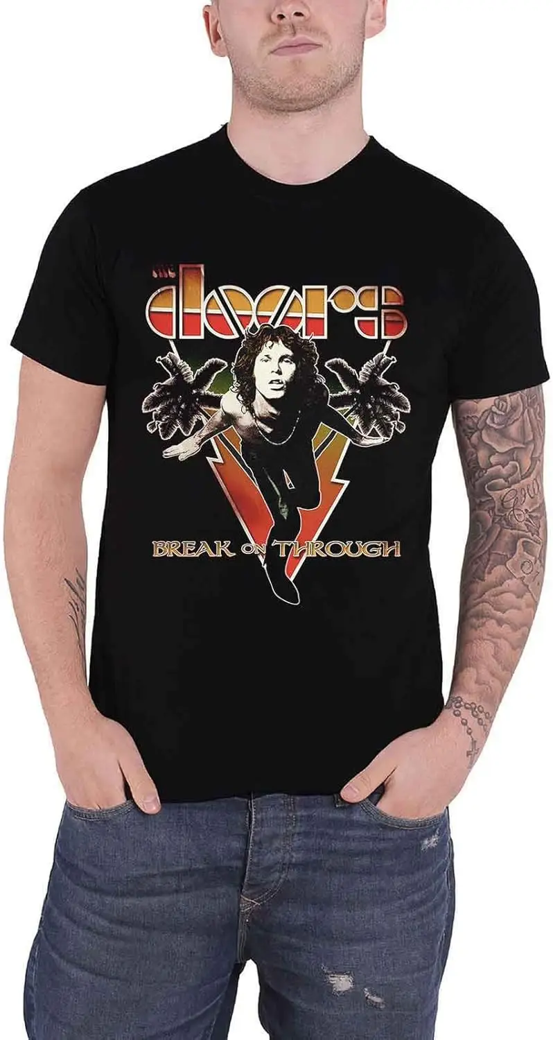 Футболка The Doors Break On Through с винтажным логотипом группы, официальная мужская черная футболка