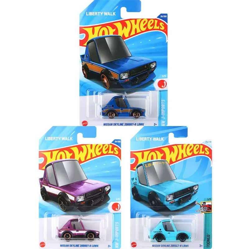 2025F оригинальный автомобиль Hot Wheels Nissan Skyline 2000GT-R LBWK, литая под давлением модель автомобиля 1/64, дисплей, игрушки для мальчиков, подарок другу на день рождения Играйте в транспортные средства и модели