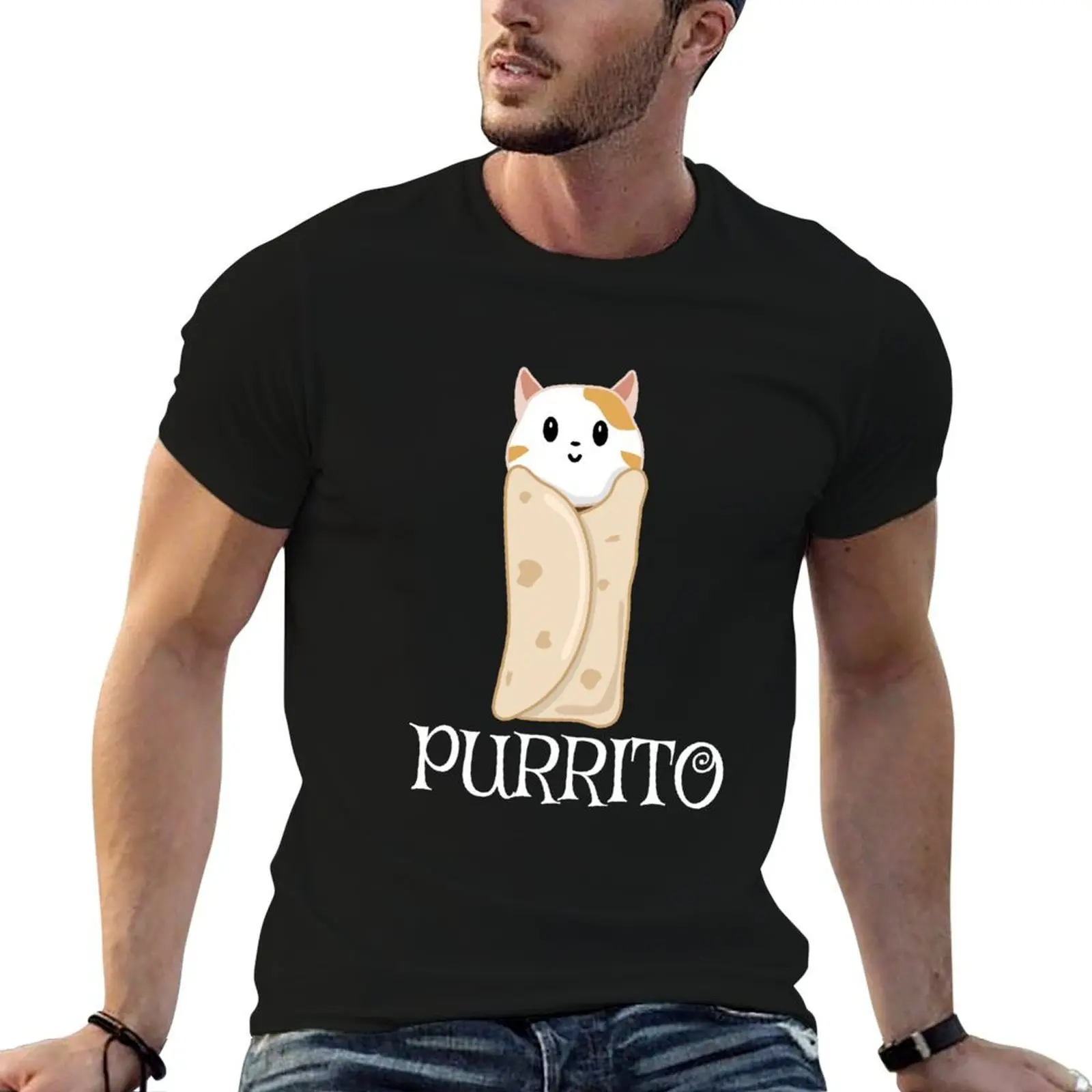 Футболка Purrito Cat Burrito, персонализированная хлопковая футболка, комплект футболок