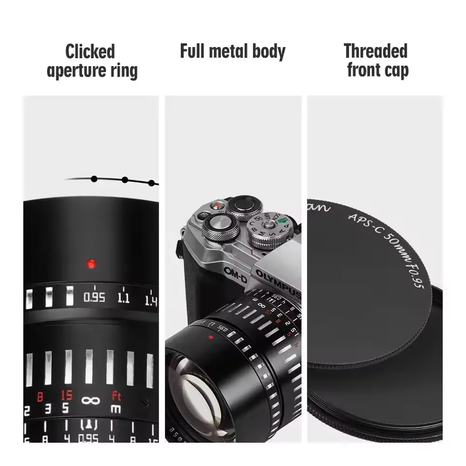 Фото TTArtisan 50 мм F0.95 APS-C объектив с ручной диафрагмой для Sony E Nikon Z Canon R EOSR Leica Sigma L M43 Fuji X a6400 zve10 xt50 №3