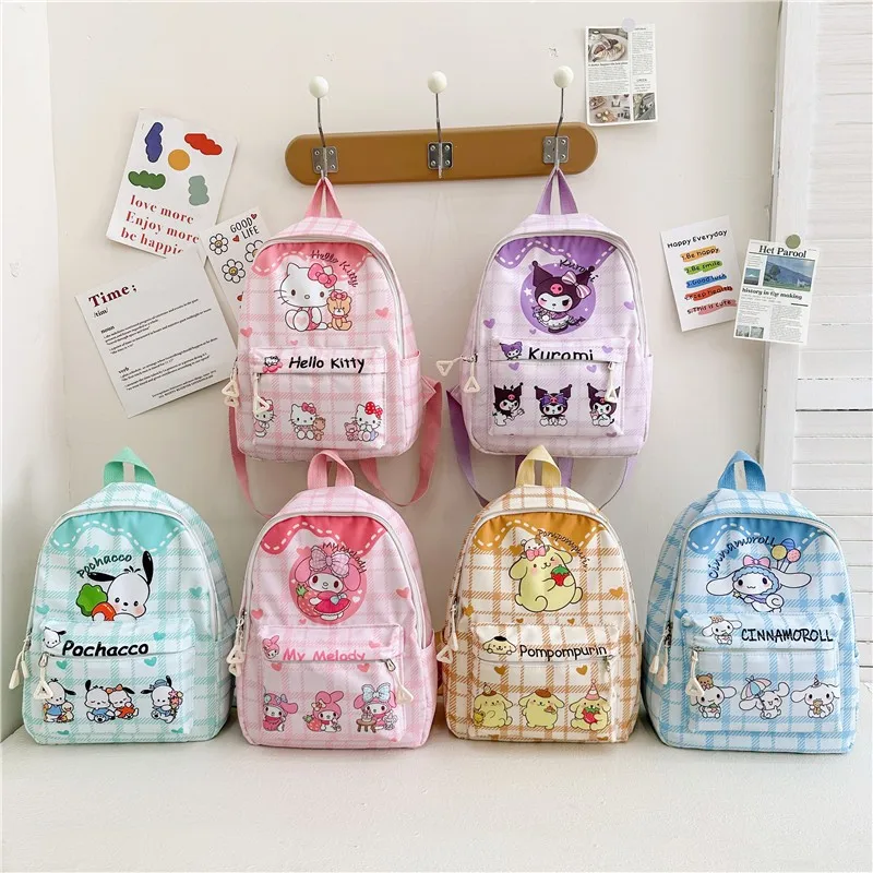 Рюкзак Sanrio с мультипликационным изображением Hello Kitty My Melody Cinnamoroll Kuromi, школьная сумка, вместительный студенческий рюкзак для детей, учебный подарок