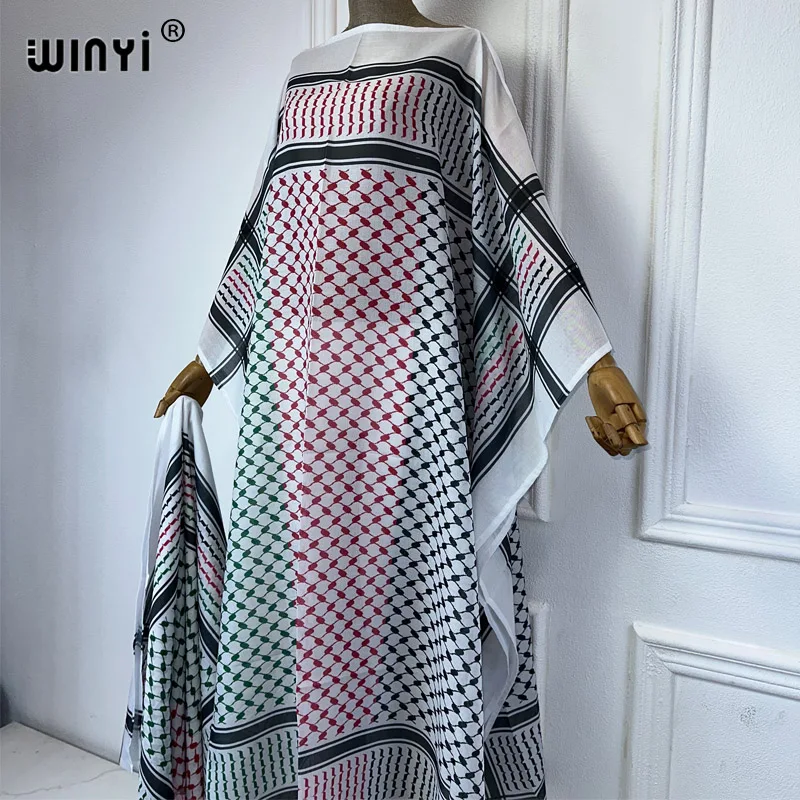 Фото Классические платья с шарфом WINYI, комплект из 2 предметов, свободные модные уличные платья, роскошная абайя, мусульманская женщина, Дубай, بايا №4