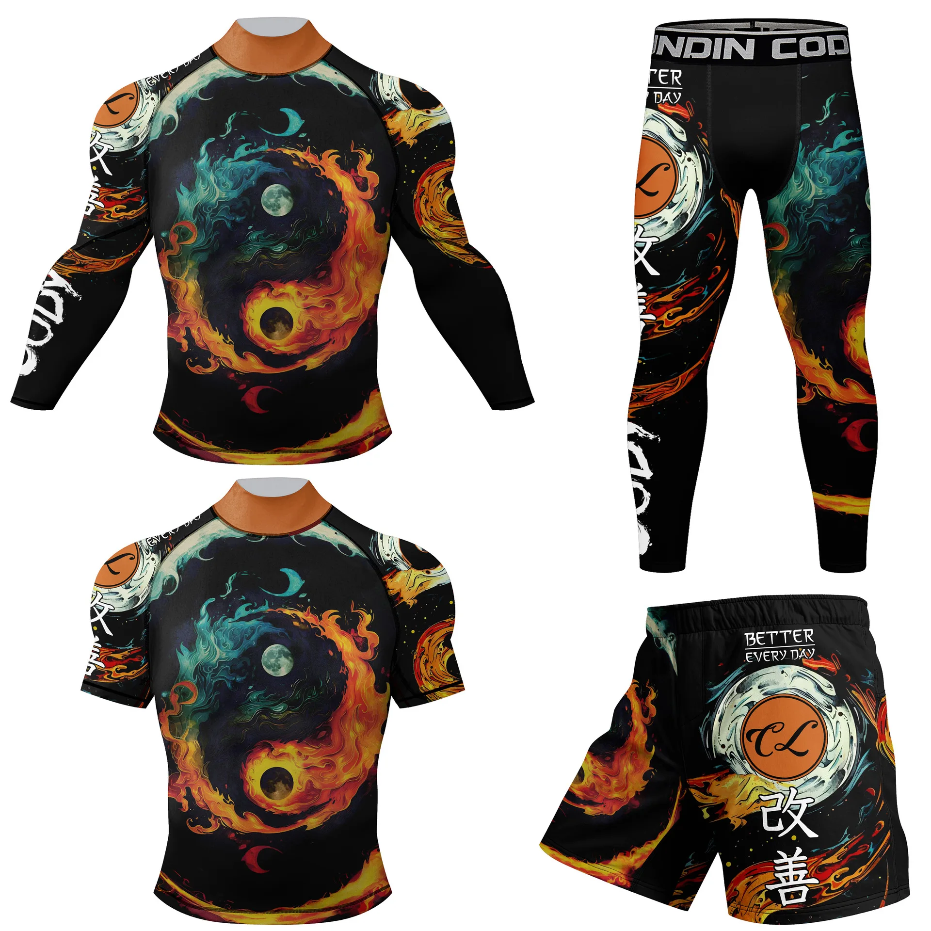 Men's Gym Clothing Tracksuit Training Running Rashguard MMA BJJ Muay Thai Jiu jitsu Boxing Sport Set Fitness Workout Sportswear