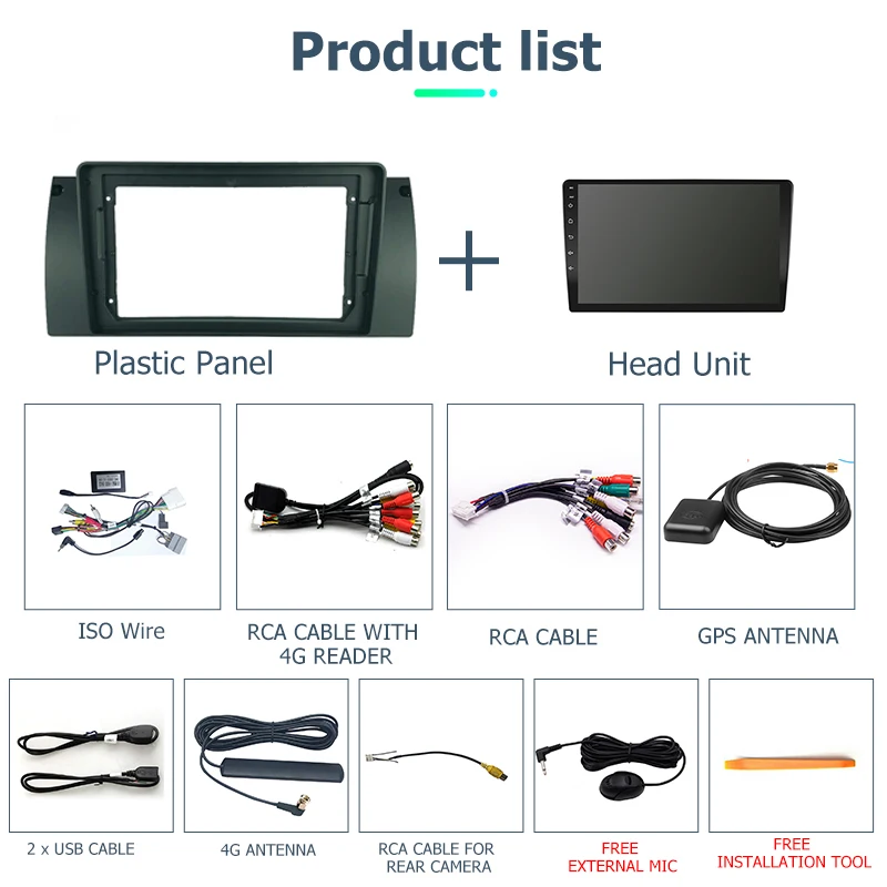 9'' Android 12.0 Car Radio for BMW 5 Series E39 X5 E53 1995-2003 GPS Navigation Multimedia Player Carplay Stereo Head Unit (art.: 3920ccabb46b7) - 3920ccabb46b7