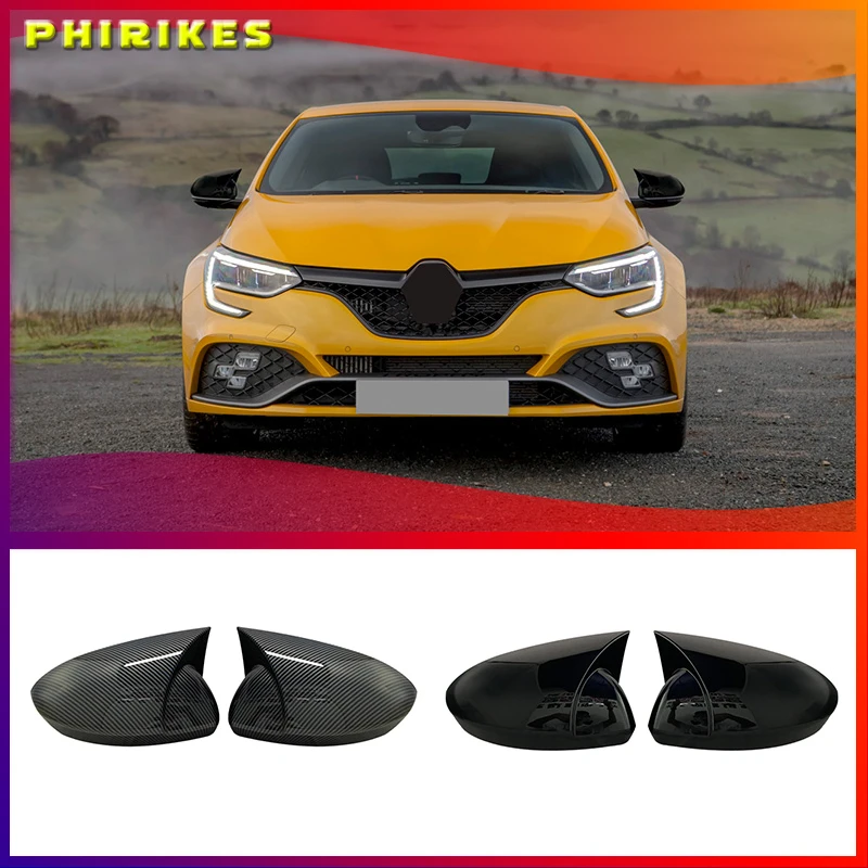 Зеркальный чехол для Renault Megane 4 2016 2017 2018 2019 2020, аксессуары, яркий черный чехол, автомобильный чехол