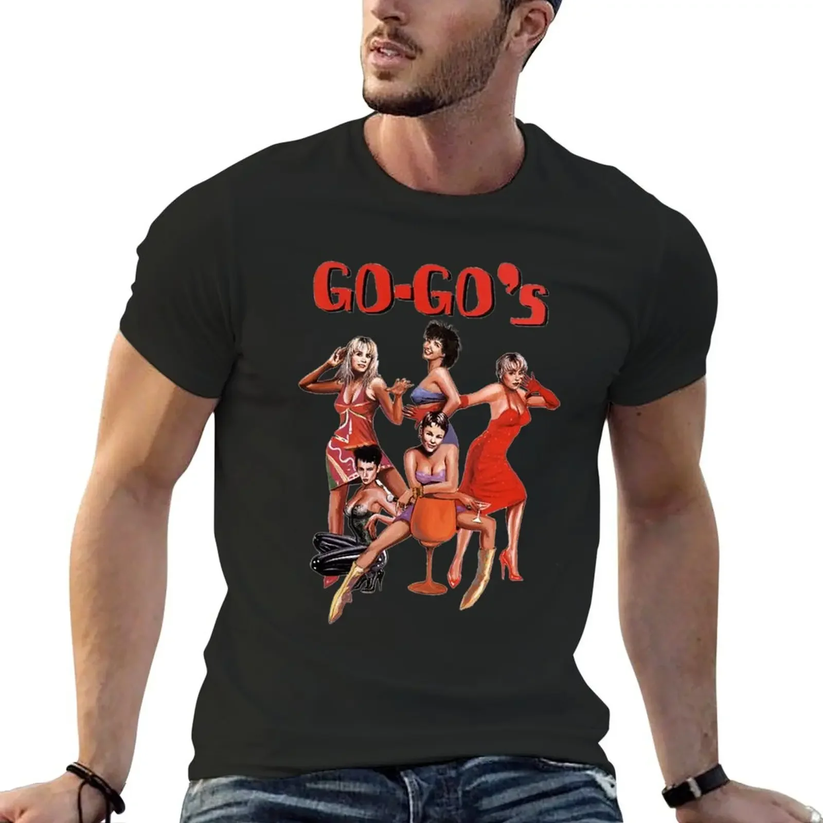 Футболка Go Gos с рисунком рэпера, футболки с рисунком, винтажные футболки, роскошная мужская одежда