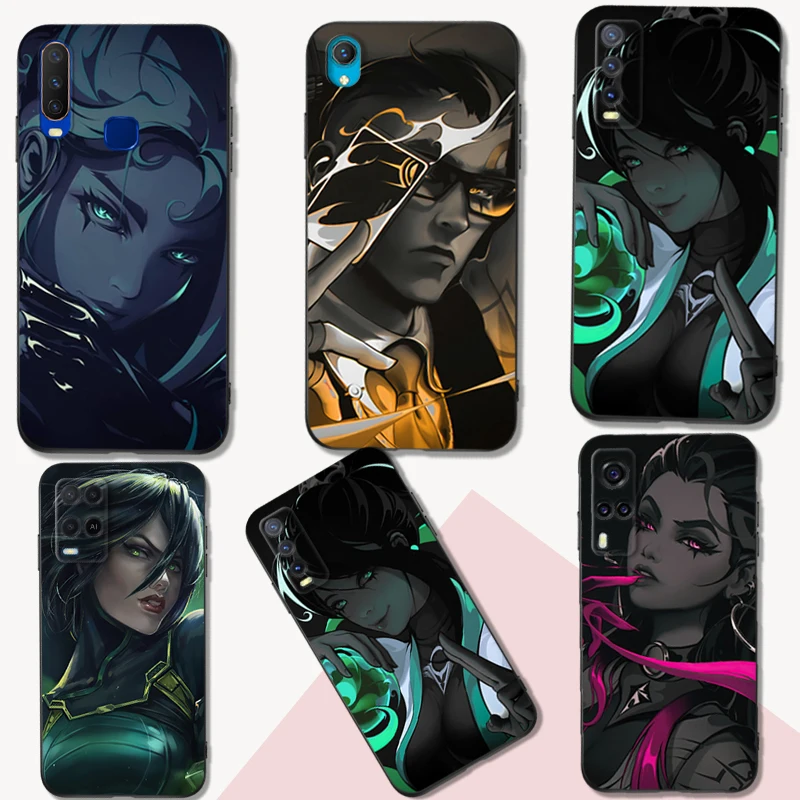 Черный чехол ТПУ для Vivo Y52 Y70 Y70s Y70T Y71 Y71A Y72 Y73S Y75 Y76 Y75 Y81 5G 2020 Valorant Game
