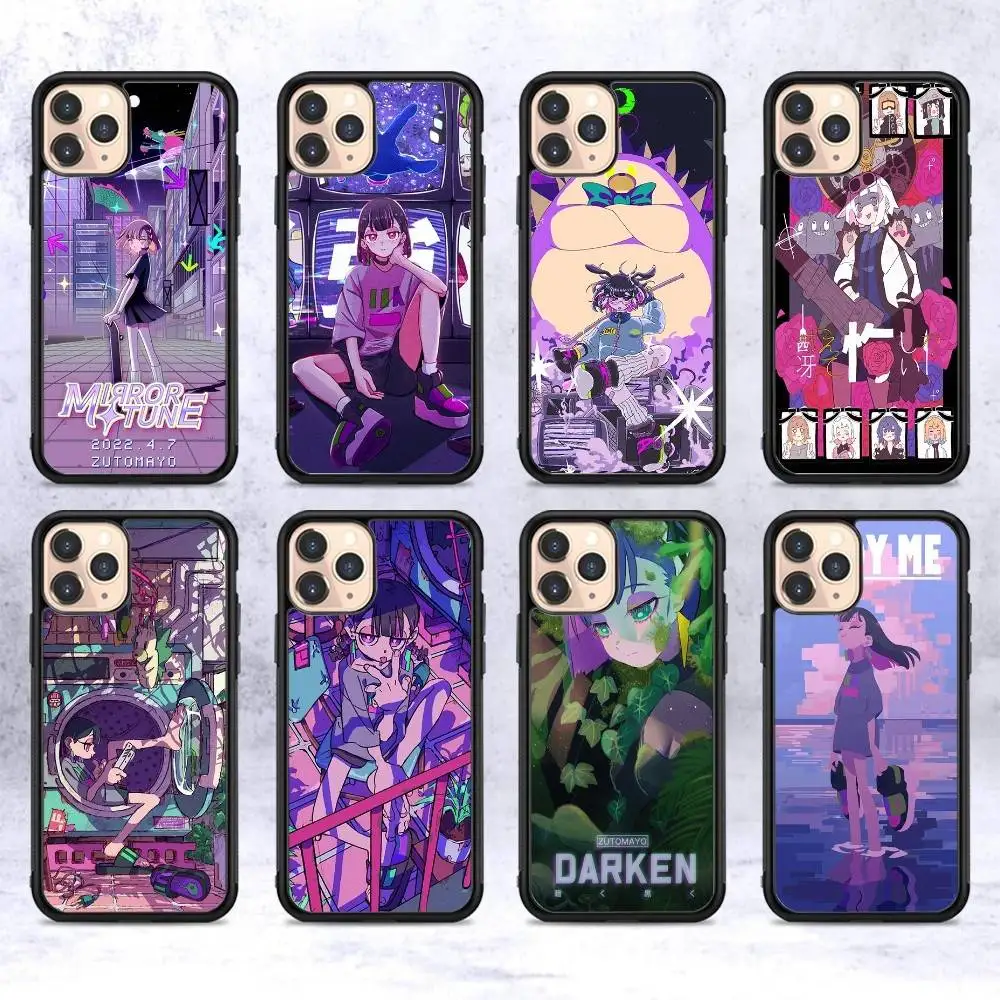 Чехол для телефона с рисунком Z-Zutomayo, силиконовый ПК + ТПУ для IPhone 11, 12, 13, 14, 15, 16 Plus Pro Max, чехол
