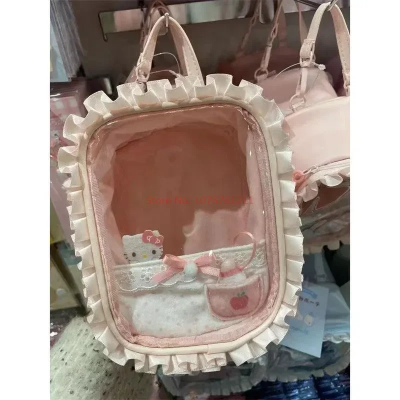 Фото Сумки для кукол Sanrio Kawaii в японском стиле, квадратные сумки для девочек, милые многослойные сумки со рюшами, повседневные маленькие сумки для женщин, подарок №3