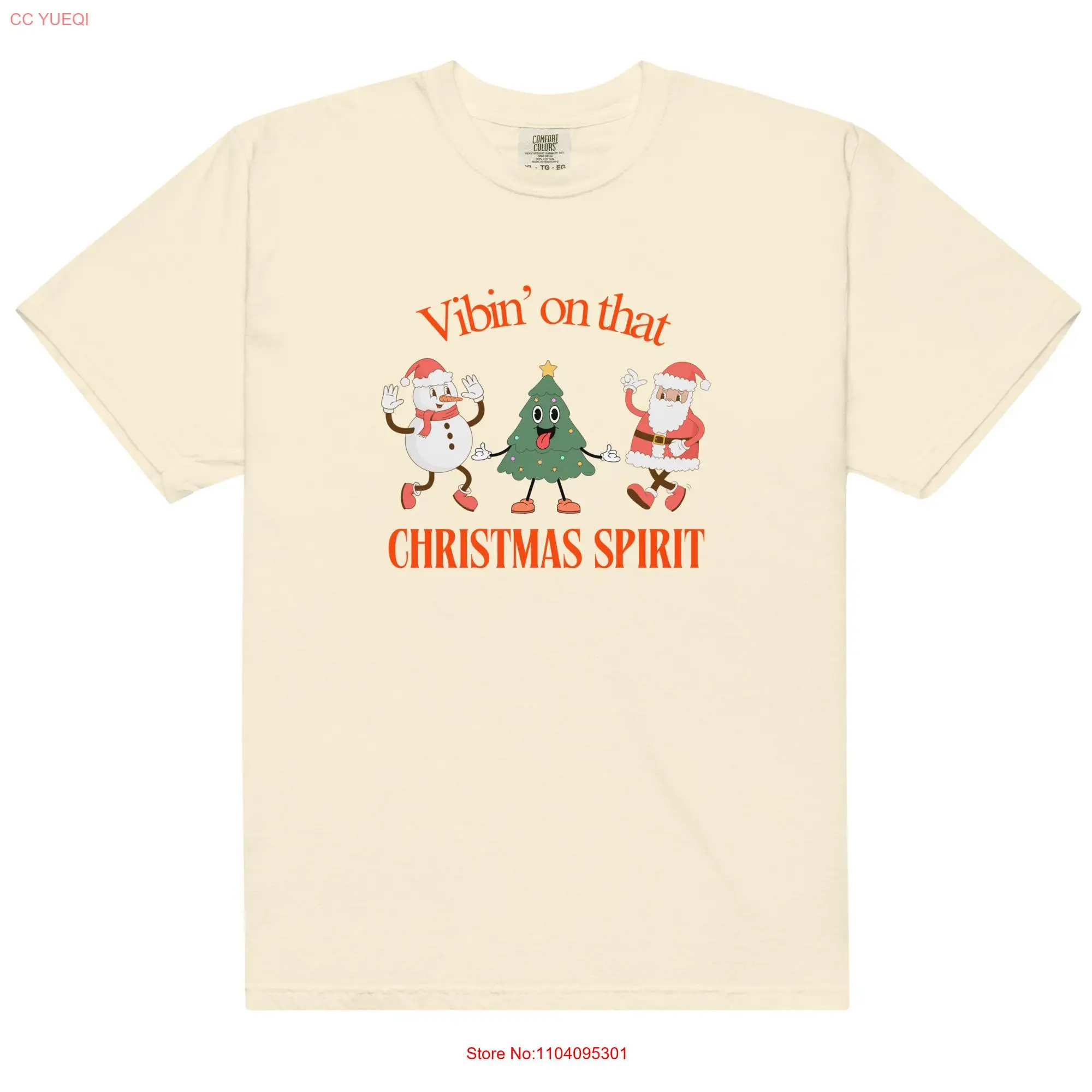 Футболка Vibin' on that Christmas Spirit Comfort Colors с длинными или короткими рукавами