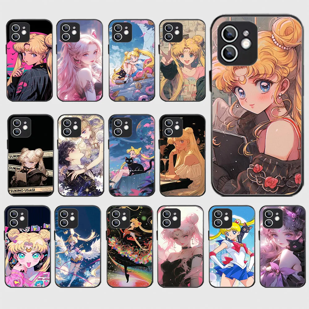 WEA-30 Sailor Moons Black Silicone Case For Xiaomi Redmi 10C 12C 12 13 14 Note 7 8 9 9S Pro
