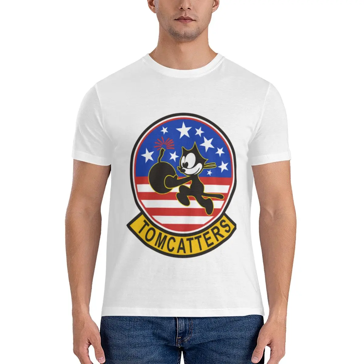 Фото Tomcat VF-31 Tomcatters Крутая футболка с графическим принтом для летнего подарка Базовая футболка с коротким рукавом №2