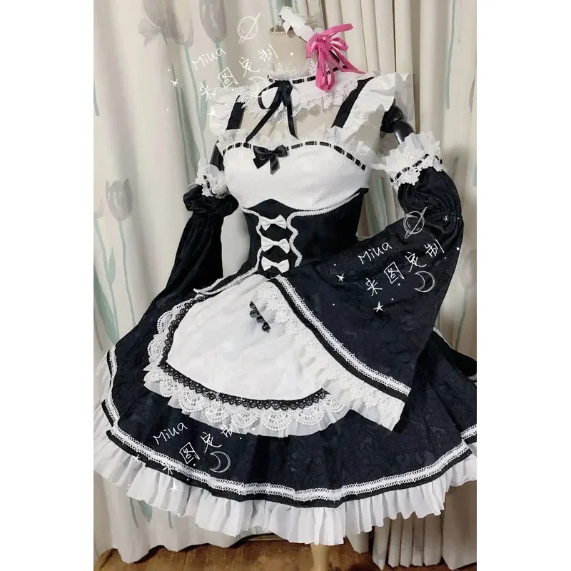 Новый аниме горничная Рем Косплей Костюм Re: Zero INFINITY Косплей Платье Белый и Черный Девушка Женщины На Заказ Вечерние Игровой Набор (art.: 3920d02f1857a) - 3920d02f1857a