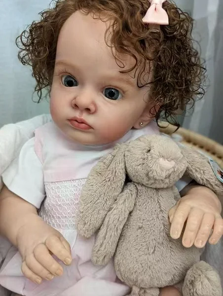 Фото SINO-BB индивидуальная ограниченная поставка 26 дюймов Reborn Baby Pippa настоящие фотографии уже готовая кукла с волосами ручной работы Рождественский подарок №3