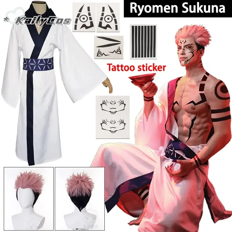 Костюм для косплея Sukuna, аниме JJK Ryomen Sukuna, униформа для косплея, тату-наклейка, костюм на Хэллоуин для мужчин и взрослых