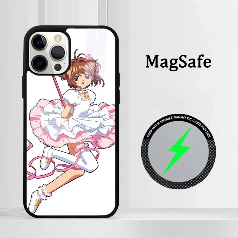 Фото Чехол для телефона A-Anime C-Cardcaptor S-Sakura для iPhone 16, 15, 14, 13, 12, 11 Pro Max Plus Mini Magsafe Mirror, беспроводной магнитный чехол №5