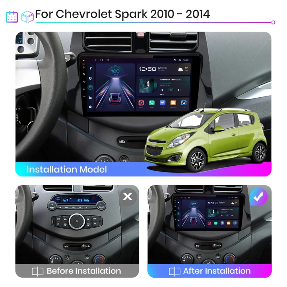 Фото 4g Wifi Android Автомобильный Мультимедийный Плеер 2din Gps-навигация Carplay Стерео Для Chevrolet Spark 2010-2015 С Сенсорны... №2
